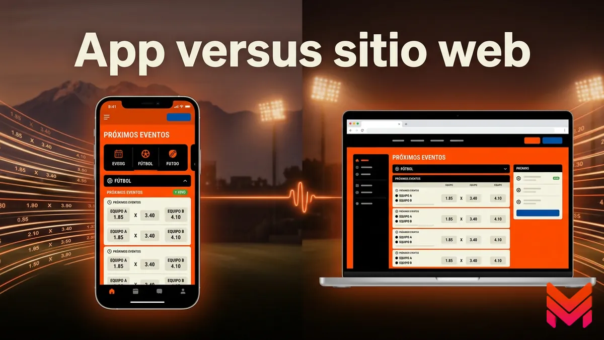 Comparación entre la app móvil y el sitio web de Betano Chile con la misma información sincronizada