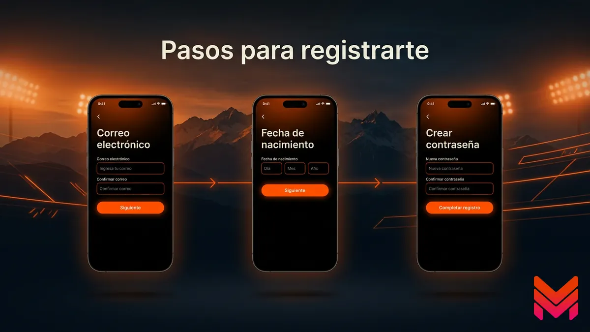 Pasos del formulario para crear una cuenta en Betano Chile
