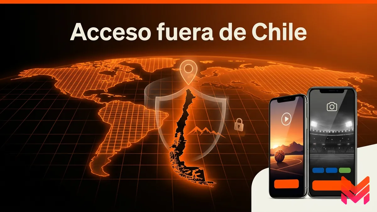 Restricción de acceso a Betano cuando el usuario está fuera de Chile, ilustrada con mapa y cordillera de los Andes
