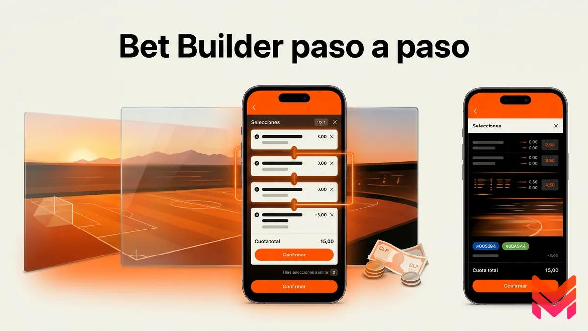 Mockup del Bet Builder de Betano Chile con selecciones combinadas de un mismo partido